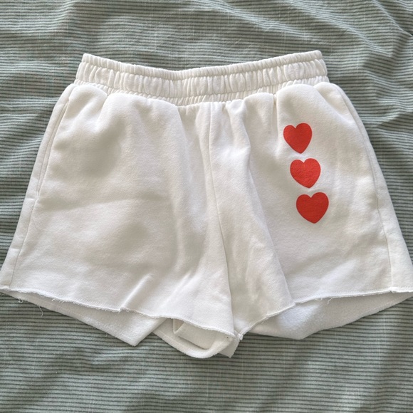 Abound Pants - Abound Sweat Shorts White with Hearts